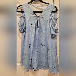 Blue Short Sleeve Women's Top
